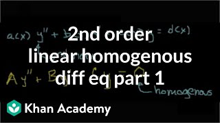 2nd order linear homogeneous differential equations 1  Khan Academy [upl. by Hyacinthia553]