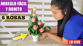 Como hacer un Arreglo Sencillo Y Económico de 6 ROSAS [upl. by Nnaael445]