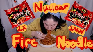 Korean 2x fire noodle challenge adventmukbang 2x2m5 [upl. by Glanti465]