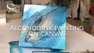 Alcohol ink painting on canvas tutorial [upl. by Jilli390]