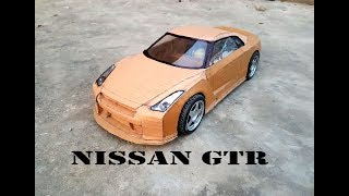 WOW How to make a Nissan gtr3 with cardboard  RC Nissan gtr  Electric toy car [upl. by Nylassej739]