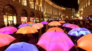 LUMIERE LONDON 2018 Light Festival  Illuminated Umbrellas in Regent Street amp Piccadilly [upl. by Leizo]