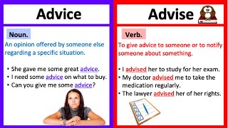 ADVICE vs ADVISE 🤔 Whats the difference  Learn with examples [upl. by Lorou]