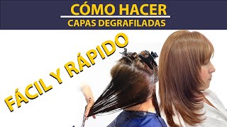 CORTE DEGRAFILADO PARA ROSTRO REDONDO FACILDEGRAFILATED CUT  FOR EASY ROUND FACE [upl. by Nassah206]