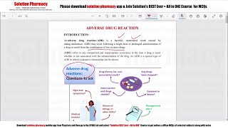 Pharmacy Practice 03 Adverse Drug Reaction Part 01  What is ADR  दवा का विपरीत प्रभाव क्या है [upl. by Nonregla]