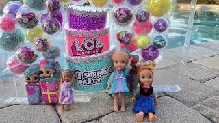 Snowflakes Birthday  Elsa amp Anna toddlers  LOL surprise party  Barbie dolls [upl. by Roselba]