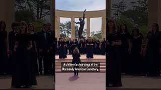 A children’s choir sings at the Normandy American Cemetery dday dday79 normandy omahabeach ww2 [upl. by Yrekcaz18]