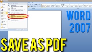 How to Save a Word document As PDF MS Word 2007 DOC to PDF [upl. by Xerxes]