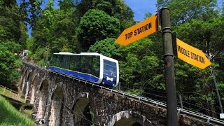 Penang Hill Train Ride 🚂 and Hilltop View 🏔️ ★Funicular★ ★Scenic★ [upl. by Einoj]