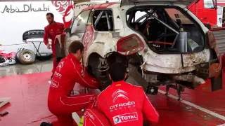 WRC 73 Rally Poland 2016  30 min Service of Stephane Lefebvre damaged Citroen WRC [upl. by Nylloh992]