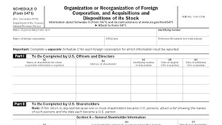 Form 5471 Sched O Org or Reorg of Foreign Corp and Acquisitions amp Dispositions of its Stock [upl. by Ahnavas665]