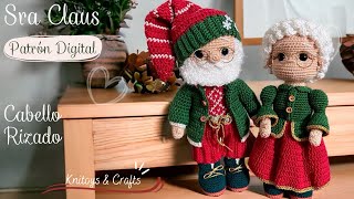 Cabello Rizado Corto en capas MUÑECA AMIGURUMI  Sra Claus [upl. by Sesiom]