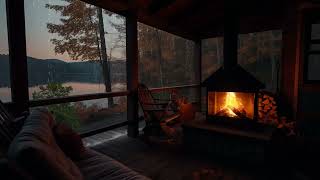 Cozy Rainy Day on a Porch in the Forest  Fireplace amp Rainy Soundscapes [upl. by Tezil693]