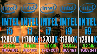 INTEL i5 12600K vs INTEL i7 11700K vs INTEL i7 12700K vs INTEL i9 11900K vs INTEL i9 12900K [upl. by Annahtur165]