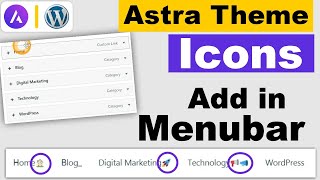 How to add icons in menubar in astra wordpress theme  Astra theme menu icons [upl. by Cramer473]