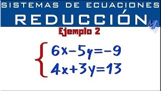 Sistemas de ecuaciones 2x2  Método de Reducción  Eliminación  Ejemplo 2 [upl. by Kennedy275]