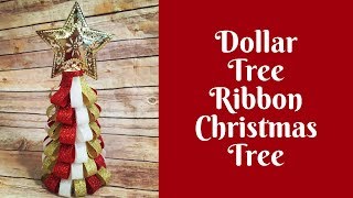 Dollar Tree Christmas Crafts Ribbon Christmas Tree Use 4quot Pieces of Ribbon [upl. by Ellehsyt]