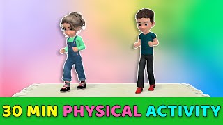 30 Minute Physical Activities For Kids Home Exercises [upl. by Bred]