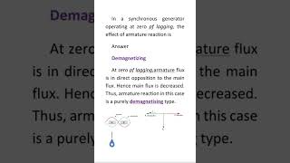 Electrical  CES exam  2008 In a synchronous generator operating at zero pf lagging the effect [upl. by Lenroc]
