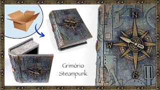 Idéia de Caixa Livro  Grimório estilo Steampunk  DIY [upl. by Airetnuhs]