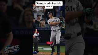 Stanton admires his Game 1 honerun mlb yankees baseball [upl. by Cosme118]