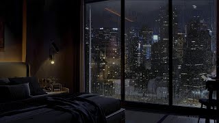 An Autumn Night In An NYC Hotel Room  Rain On Window amp Thunder Sounds  Newtons Cradle  4K [upl. by Eves854]