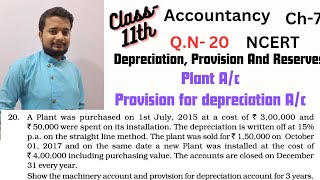 Depreciation Accounting  Class11th NCERT  Chapter No7 QN20 [upl. by Enylhsa]