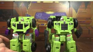 Transformers review Hasbro Combiner wars Devastator vs Takara Unite Warriors Part 1 Bots [upl. by Ayyidas918]