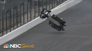 Colton Herta crashes flips in final Indy 500 practice  Motorsports on NBC [upl. by Syramad]