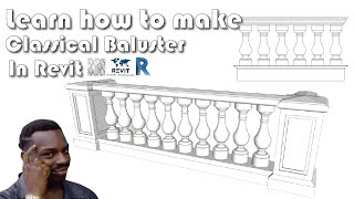 Learn how to make classic baluster in Revit 2021  Baluster amp Railing [upl. by Nauqyaj]