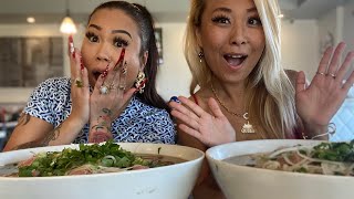 Biggest bowl of Pho Challenge with RainaHuang [upl. by Harutek]