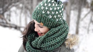 EASY CROCHET INFINITY SCARF  TUTORIAL  CJ Design [upl. by Tacita]