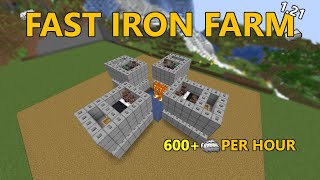 FAST Iron Farm in MINECRAFT  Java 121  600 Iron Per Hour [upl. by Ahilam867]