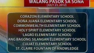 BT Mga walang pasok sa SONA sa Lunes [upl. by Neeuq]