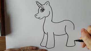 Een unicorn  Tekenen met juf De Haan [upl. by Lednyk]