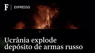 Ataque da Ucrânia provoca explosão gigante na Rússia [upl. by Ahsyad]