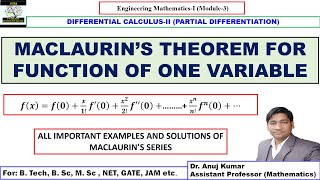 Maclaurins Theorem  Maclaurins Series  Maclaurin Series Engineering Mathematics [upl. by Linus]