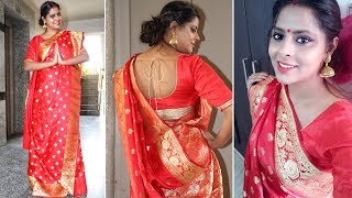 How to wear a saree in Bengali style  স্যারি বঙ্গের স্টাইল  Srishtis Diary [upl. by Atiragram]