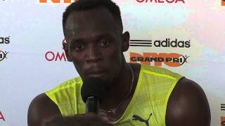 USAIN BOLT PRESS CONFERENCE  ADIDAS GRAND PRIX  2015 [upl. by Ingold]