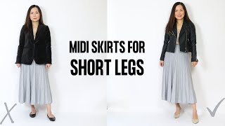 7 Must Know Midi Skirt Styling Tips If you have Short Legs like me [upl. by Ai]