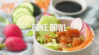 Salmon Poke Bowl Recipe with White Rice  HarvesTime Foods Chicago [upl. by Enairda]