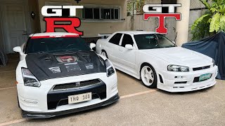 NISSAN GTR R35 vs NISSAN GTT R34 [upl. by Ahtnamas]