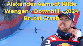 Alexander Aamodt Kilde  Wengen  Downhill  2024  Brutal Crash [upl. by Nylzaj493]