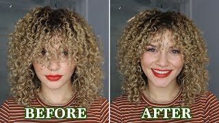 HOW TO CUT BANGS ON CURLY WAVY HAIR [upl. by Mert]