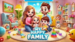 Happy Family Song Family Members Name for babies  Nursery Rhymes amp Kids Songs  Kindergarten [upl. by Wey]