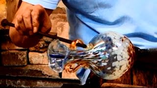 Murano Glass Blowing of a Flower Vase with 2 handles [upl. by Oren785]