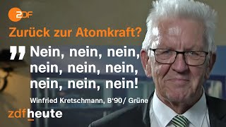 quotNein nein neinquot Grünen Ministerpräsident Kretschmann zur Zukunft der Atomkraft  heutejournal [upl. by Nonnaehr752]