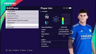 Luke Thomas face e football pes 2021 Leicester city [upl. by Aninaig]