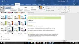 How to Apply Document Themes  Word 2016 tutorial [upl. by Ellimahs411]