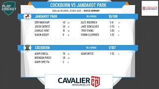 South Metropolitan Cricket Association  Senior Men 1st Grade  Round 7  Cockburn v Jandakot Park [upl. by Nilram]